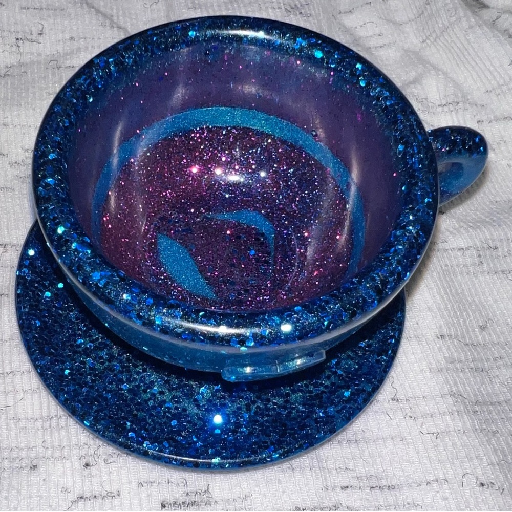 Blueberry Pie - Custom Resin Cup & Saucer Set – One-of-a-Kind Luxury